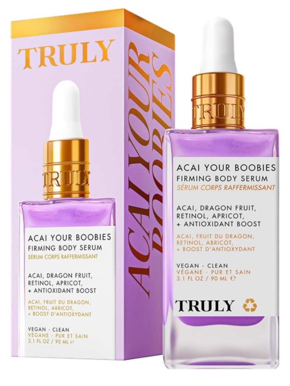TRULY Acai Your Boobies Firming Body Serum — Purple & Gold